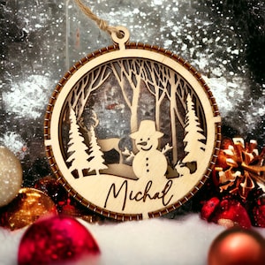Personalised 3D Christmas Tree Hanger - set of 3 Christmas Balls - Customizable Wooden Hangers - Holiday Decoration