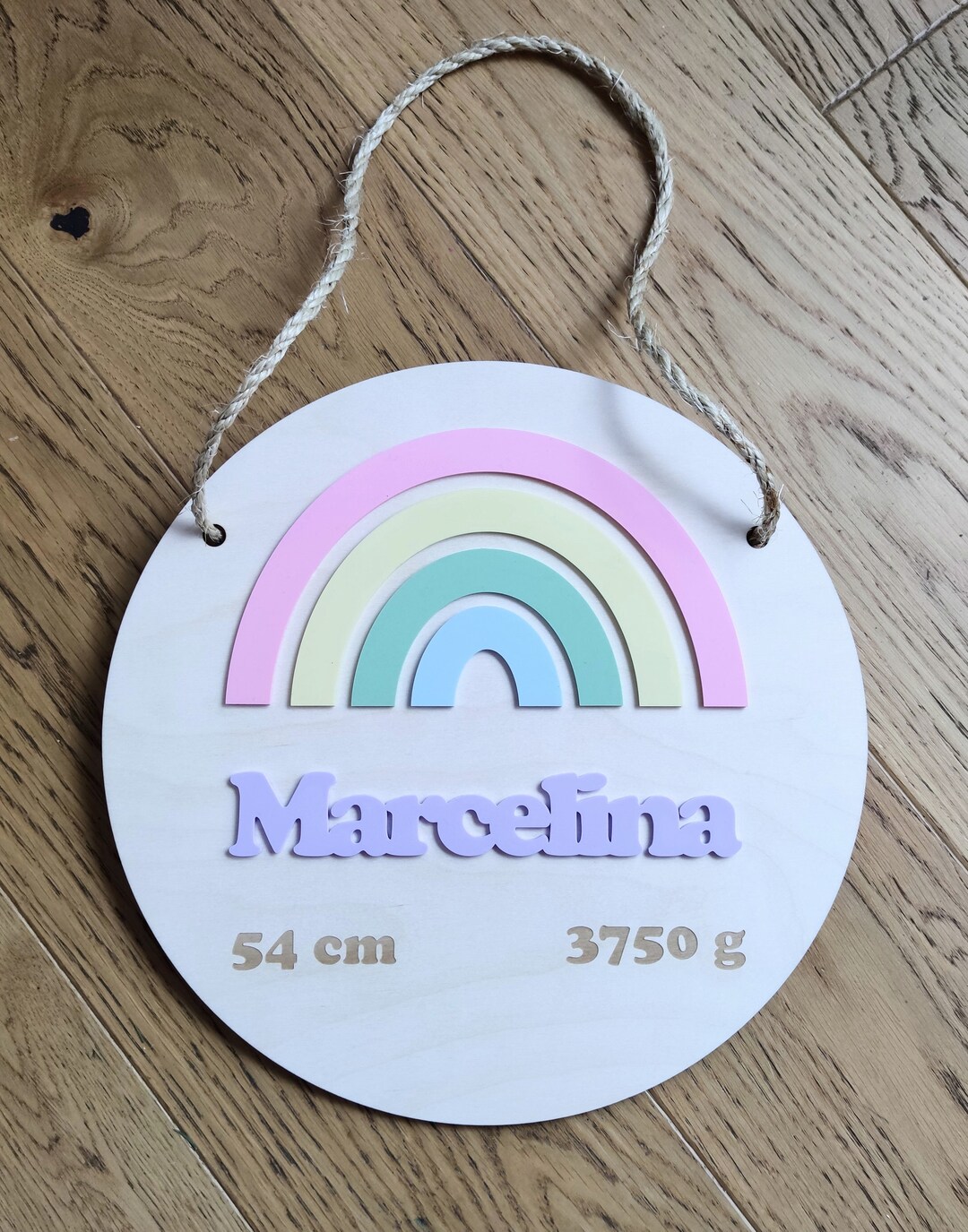 3D Baby Announcement Sign – Rainbow Nursery Decor, Personalized Birth ...