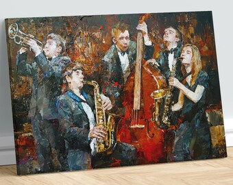 Jazz Band Canvas Print Music Wall Art Home Decor Elegant Artwork