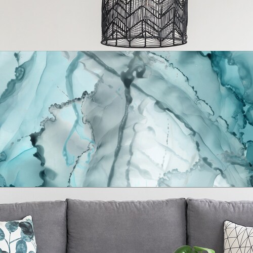 Teal Wall Art Set of 3 Turquoise Wall Art Aqua Blue Green Etsy