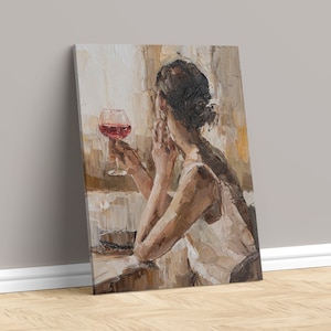 Woman Drinking Wine Canvas Print Wall Art Home Decor