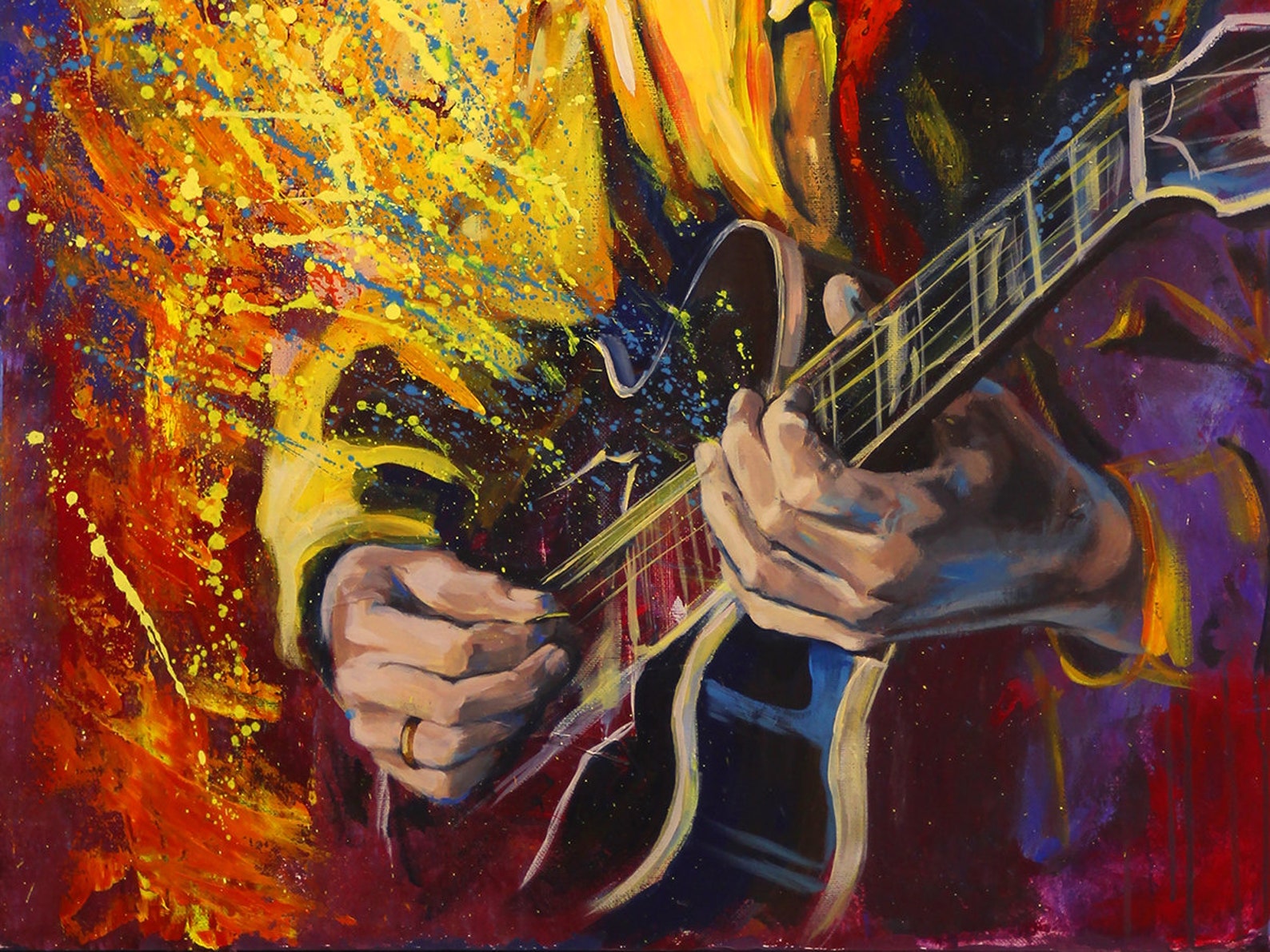Jazz Wall Art Canvas Print Guitar Player Gift Vivid Etsy