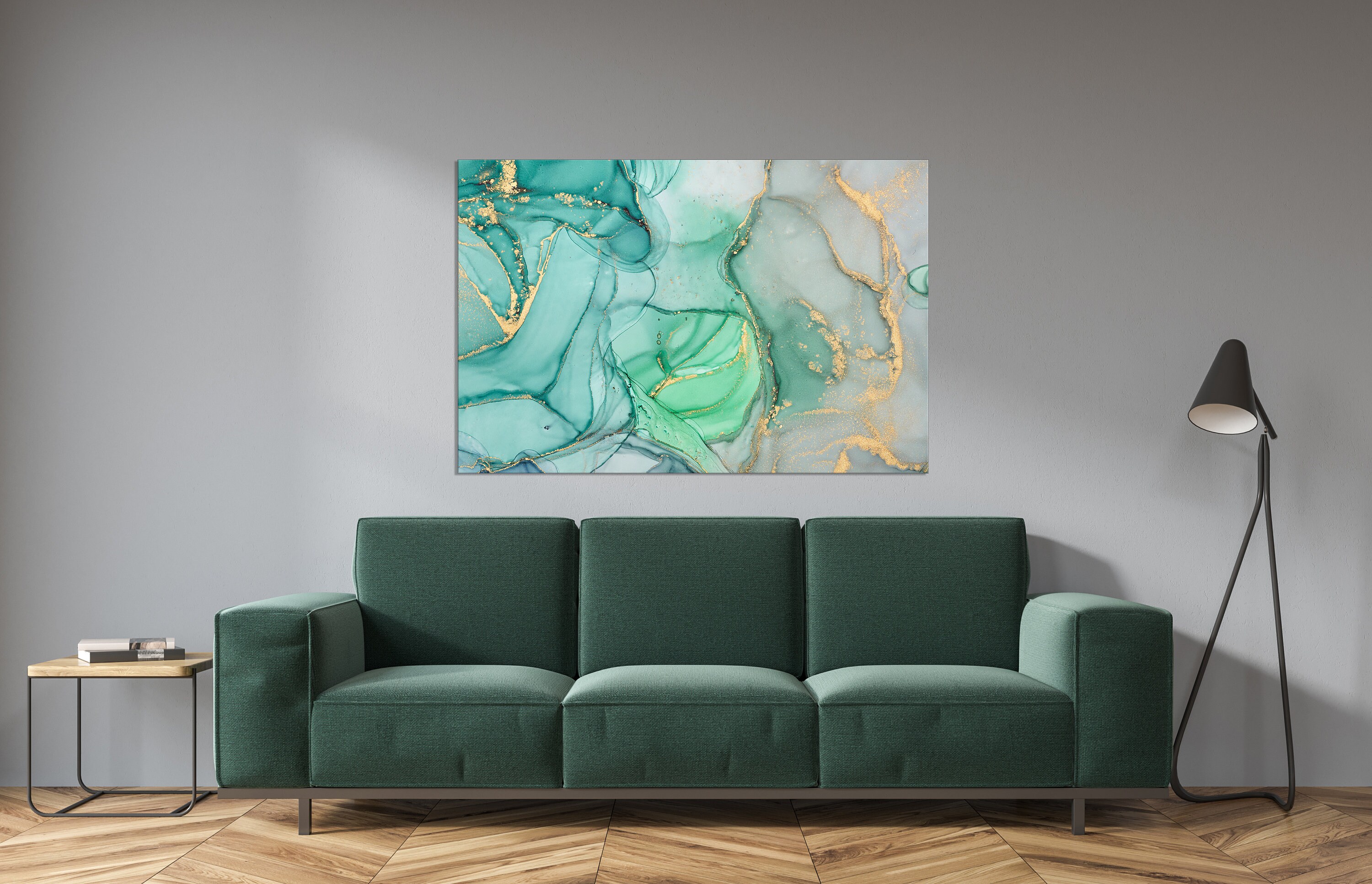 3 Panel Canvas Mint Green Marble Art Teal Beige Abstract - Etsy