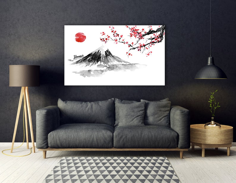 Mount Fuji Sumi-e Painting Canvas Print Japan Traditional Fuji - Etsy