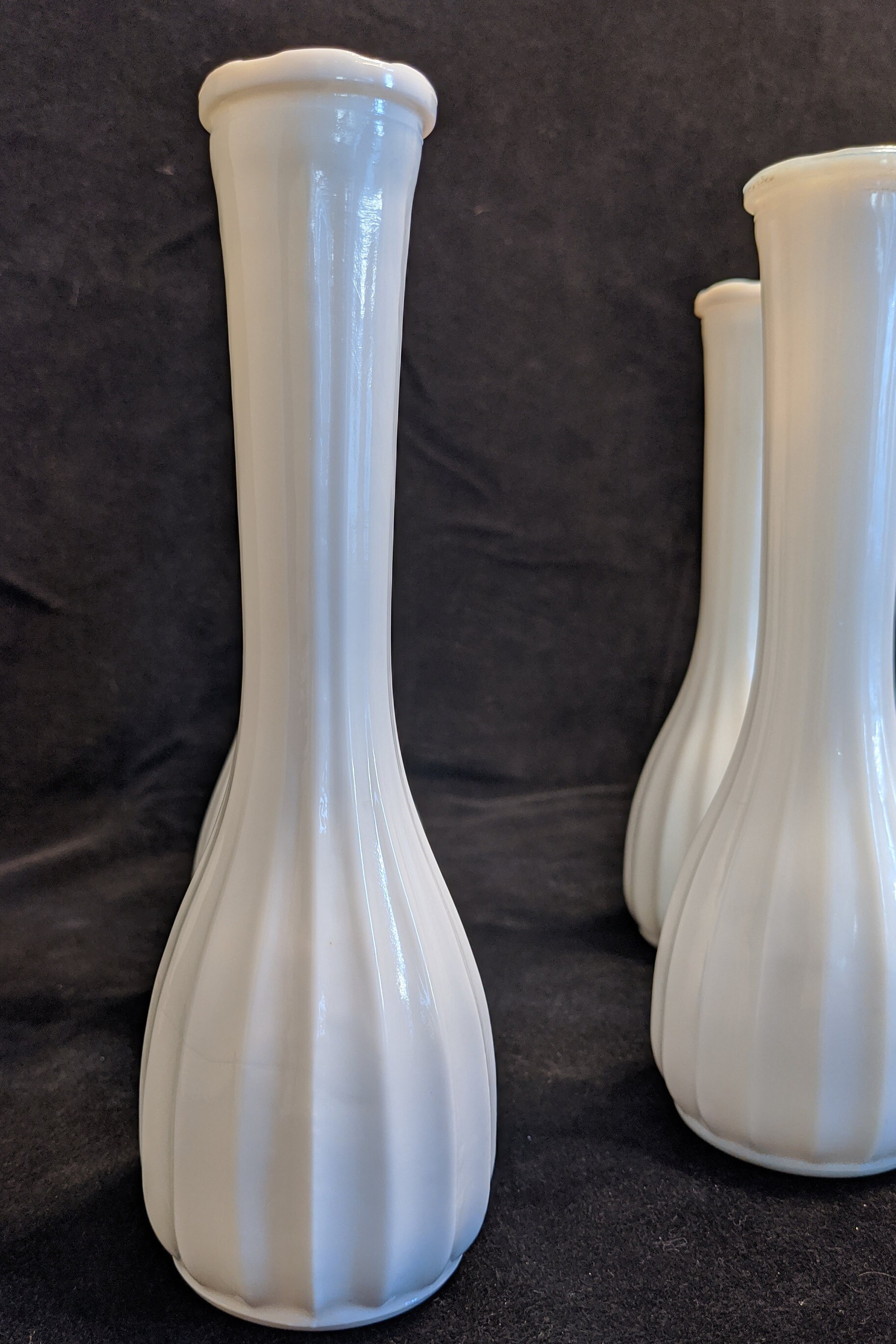 Set of 6 Vintage Milk Glass Fluted Flower Vases Etsy