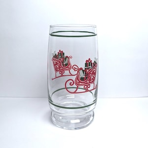 Set of 11 Vintage Christmas Sleigh Glasses 1985 JC Penny
