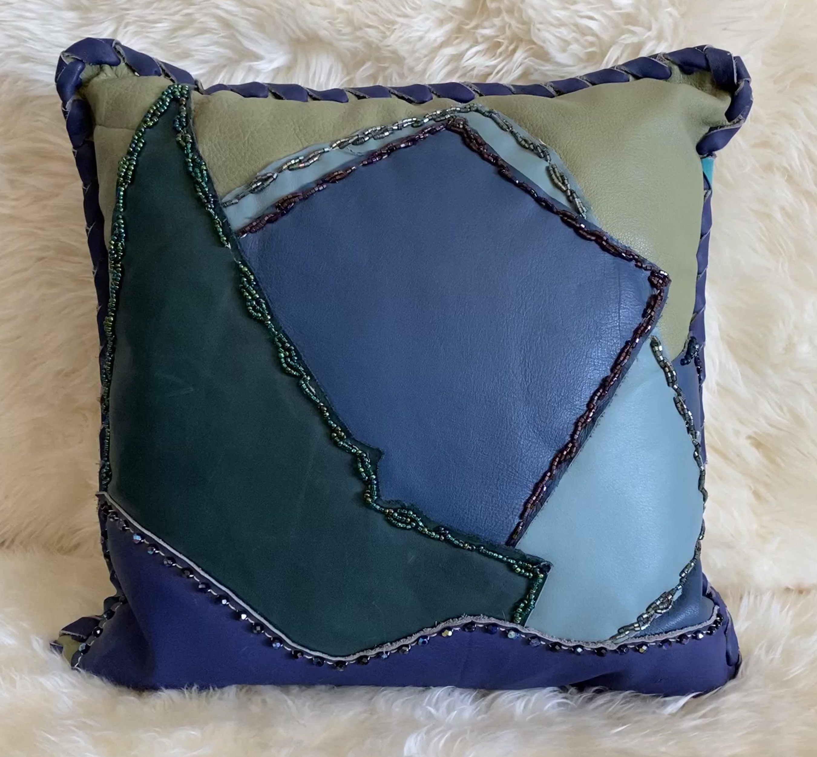 Handmade Decorative Pillow with Genuine Leather 19 x Etsy