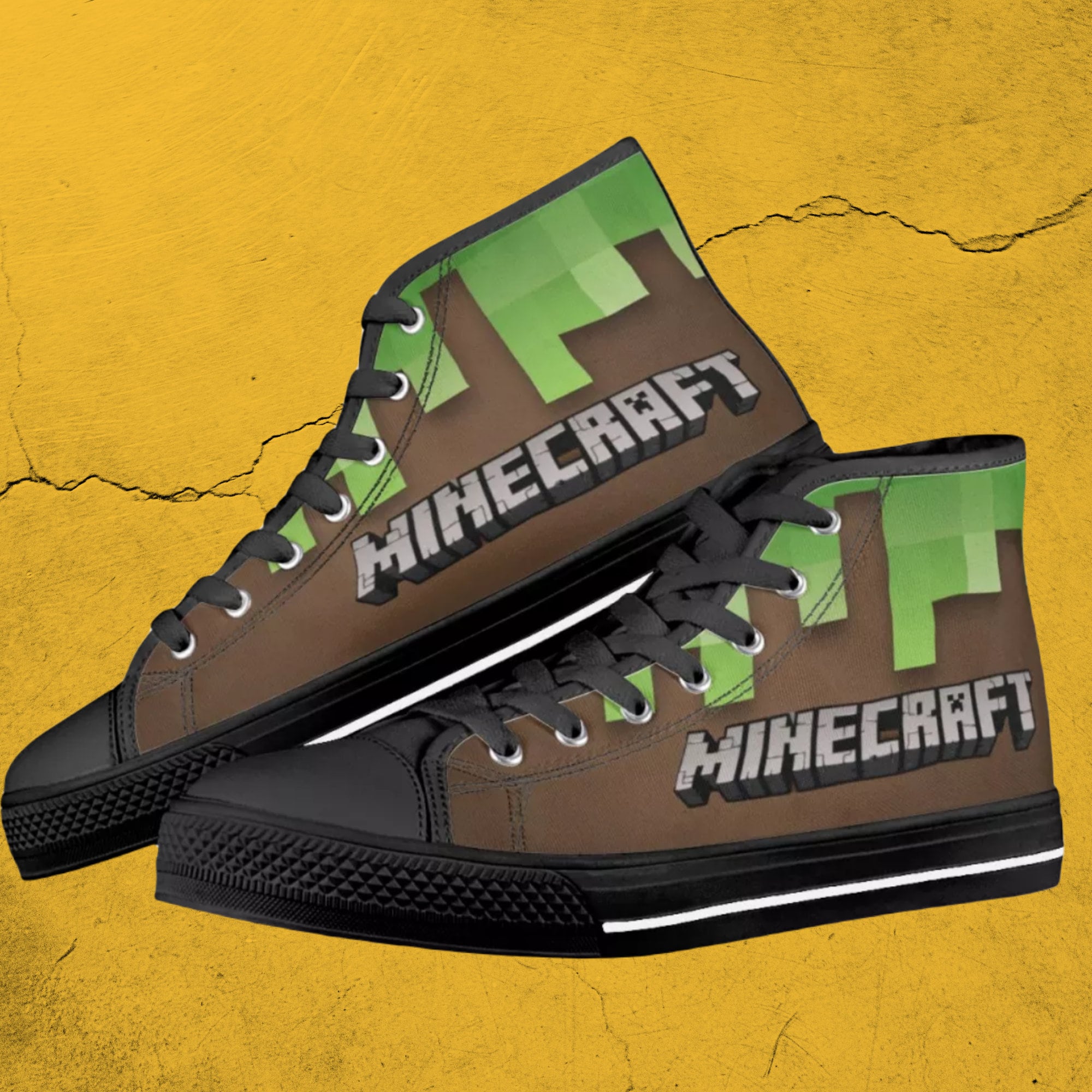 Minecraft shoes. Minecraft high tops sneakers. Men