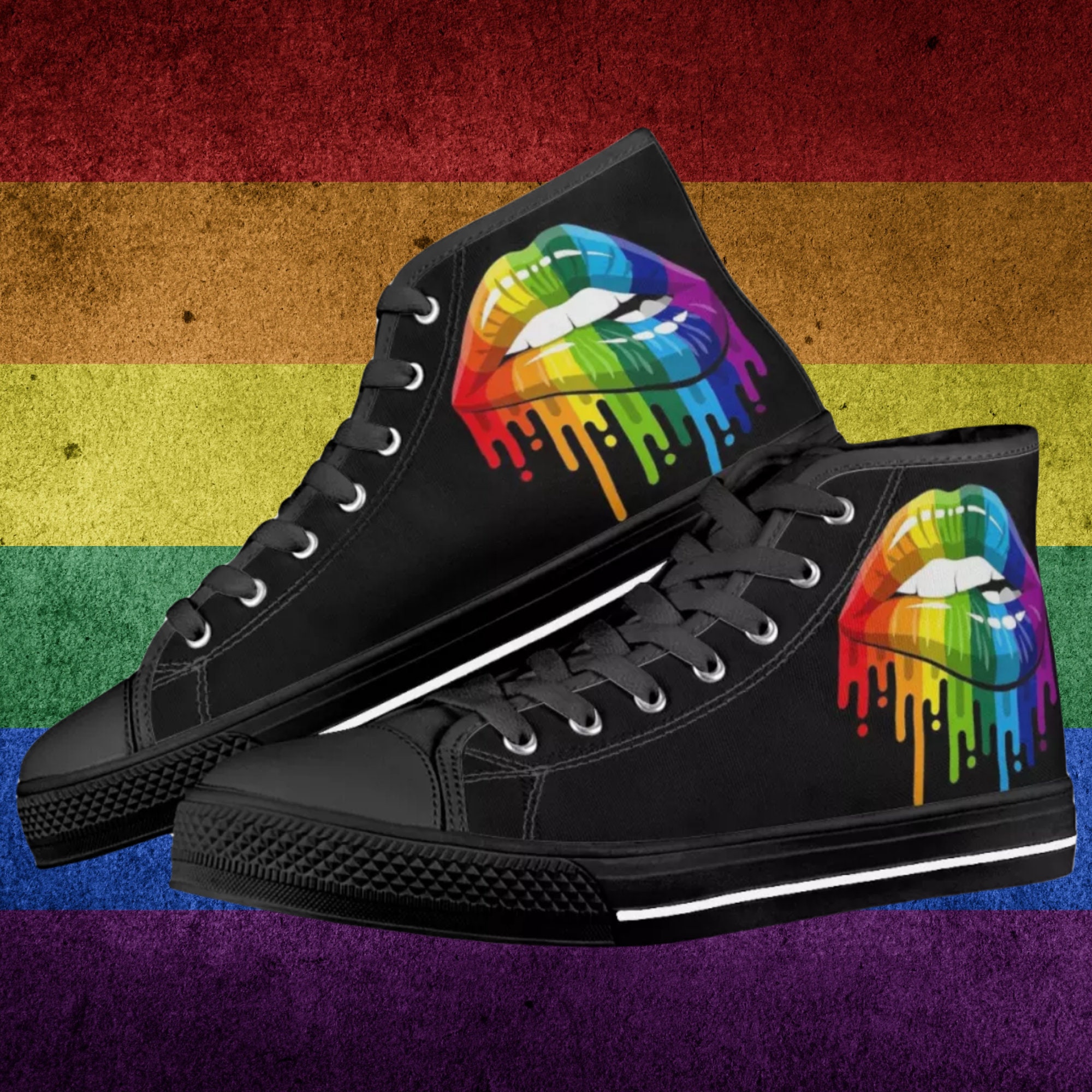 LGBT shoes. LGBT high tops Pride sneakers. Look like | Etsy