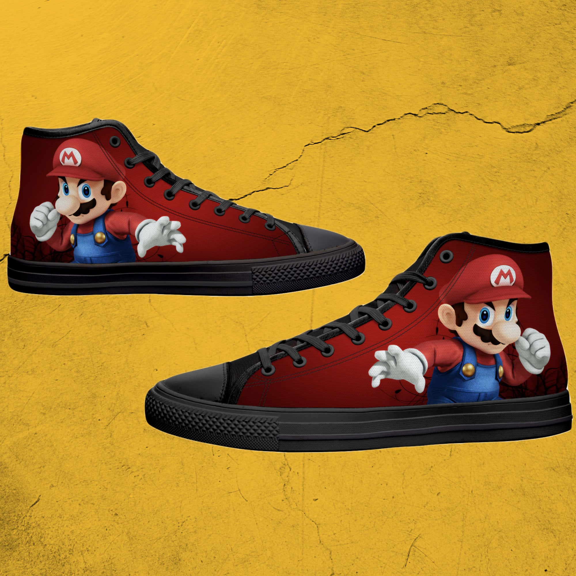 Super Mario shoes. Mario level high tops sneakers. Men's Etsy