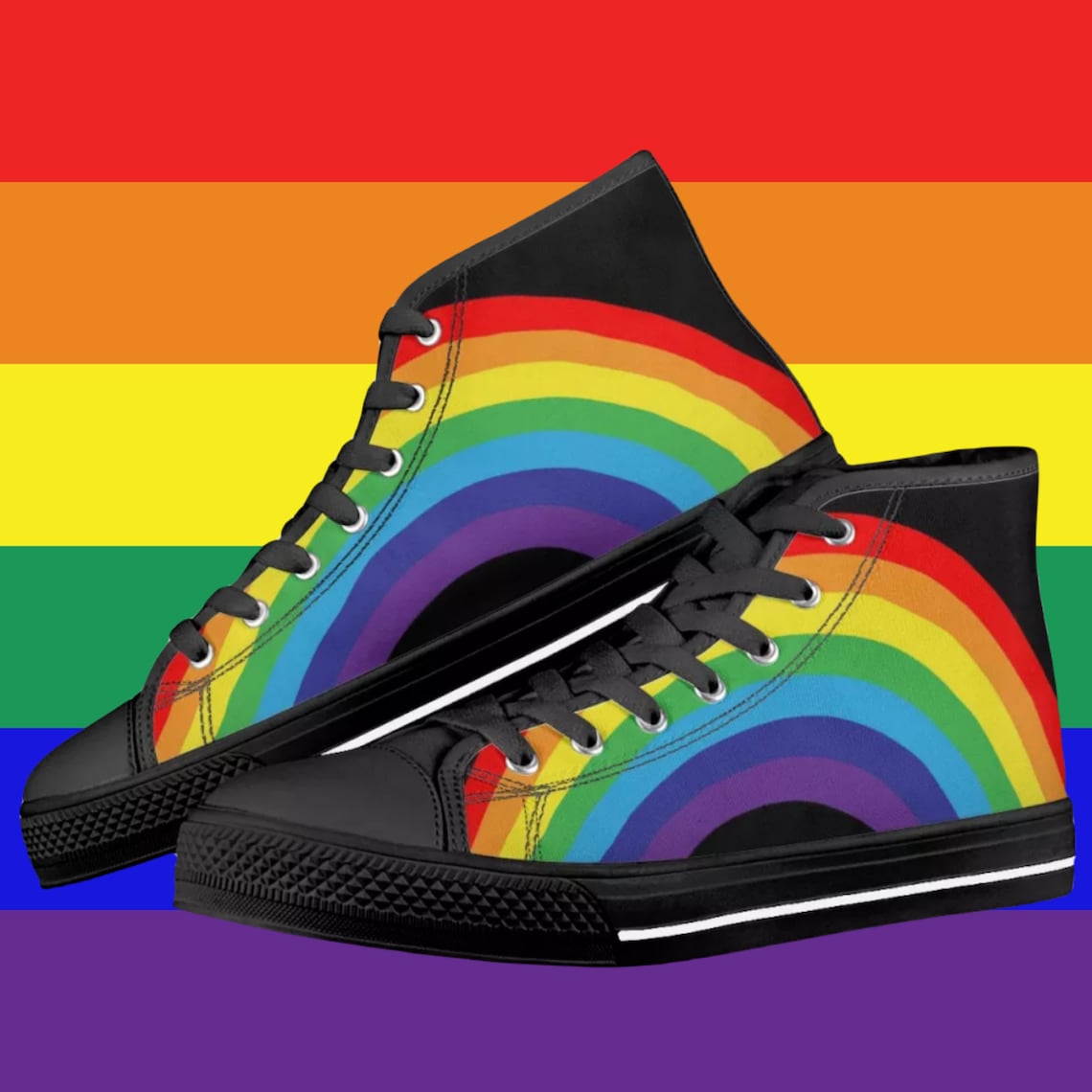 LGBT shoes. LGBTQ high tops Pride sneakers. Look like Etsy