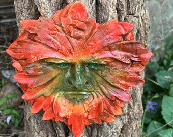 Autumn red leaf tree man