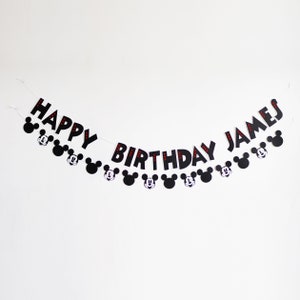 Mickey mouse Birthday  Banner, Mickey Mouse Banner, Mickey Mouse Garland,  Personalized Mickey Mouse Happy Birthday Banner