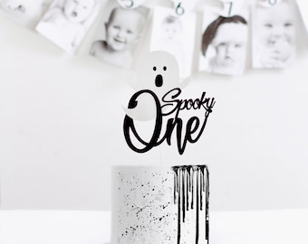 Spooky One Cake Topper. Spooky one decoration for boy.  First Birthday Halloween Cake Topper, One Cake Topper, Halloween Birthday