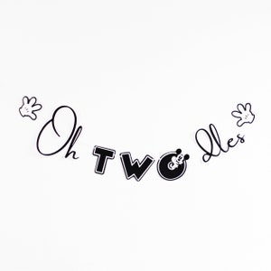 Black and white Oh Twodles Banner, Oh Twodles Party Decorations, Boy 2nd Birthday Birthday, White and Black Mickey mouse theme