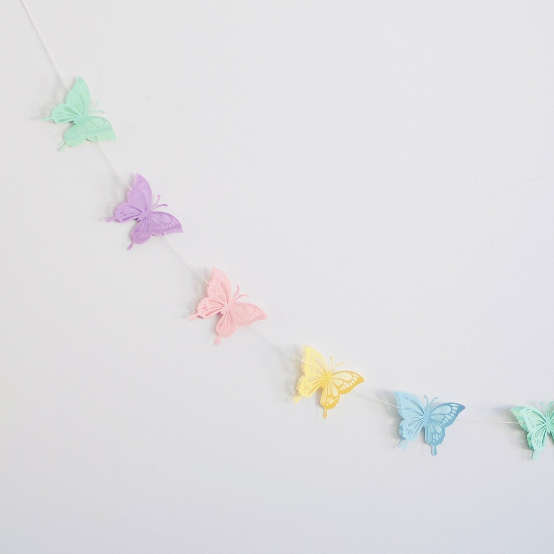 Gisela Graham Pastel Butterfly Fabric Garland
