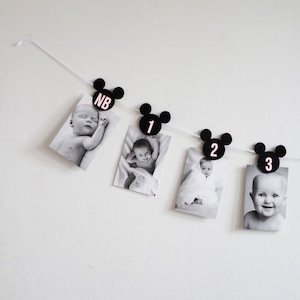 Mickey Photo Banner, Monthly Photo Banner, Mickey First Birthday, Mickey Theme.