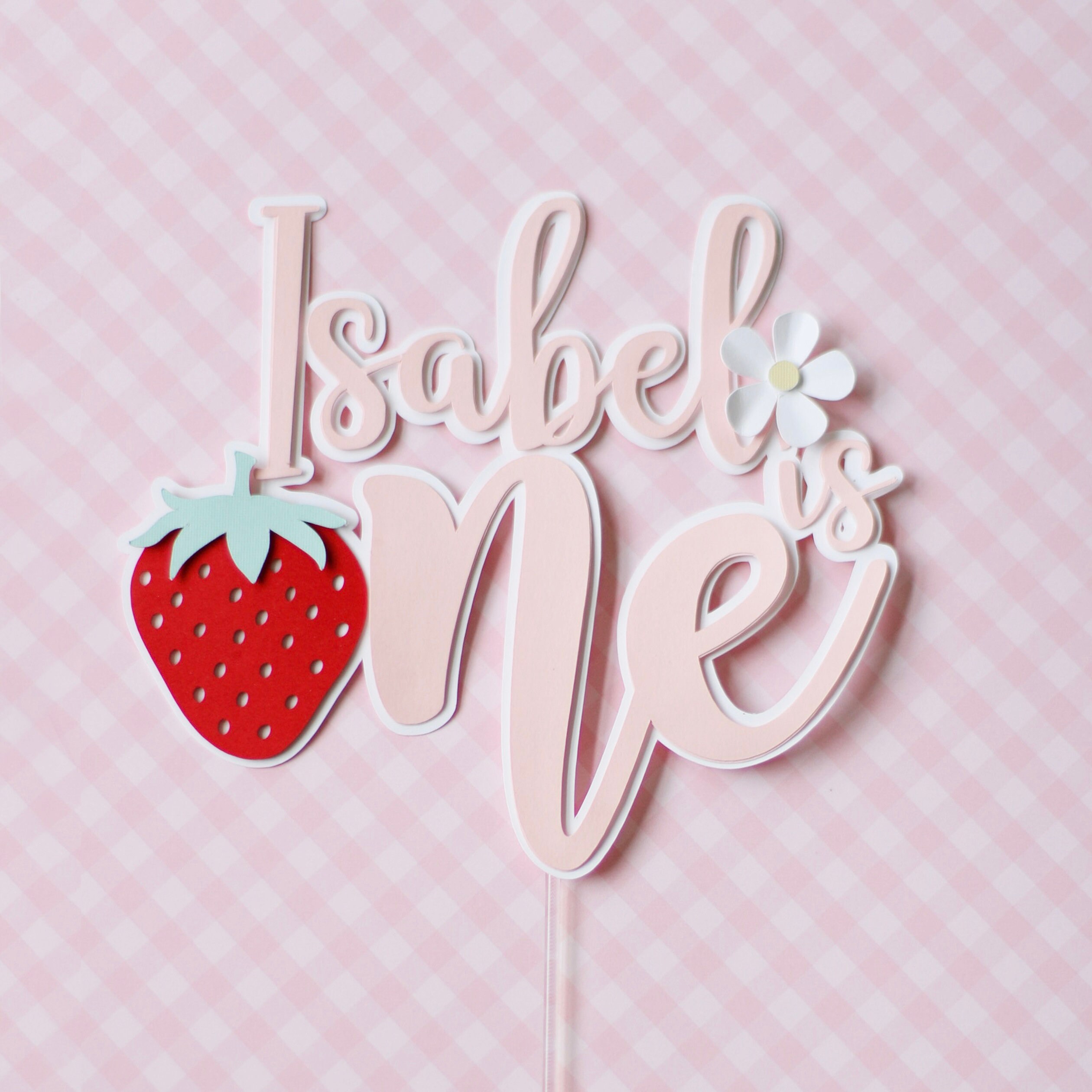One Strawberry Cake Topper. 1st Birthday Cake Topper. Cake smash. Custom Berry First Cake Topper