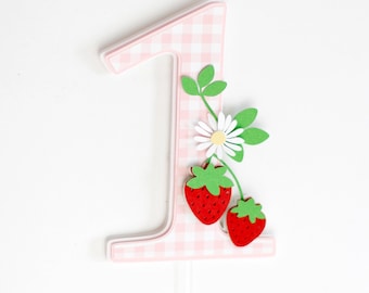 One Strawberry Cake Topper. 1st Birthday Cake Topper. Cake smash. Custom Berry First Cake Topper