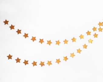 Gold Stars Garland, Gold Metallic Shimmer Stars Paper Garland, Gold Garland, Christmas Garland, Birthday Garland, Gold Party Decorations,