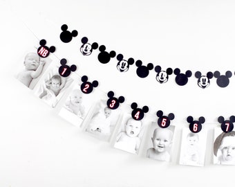 Mickey Monthly photo Banner, Mickey Mouse Monthly Milestone, Mickey Monthly Photo Banner, Mickey First Birthday, Mickey Theme.