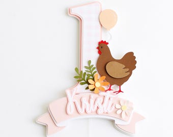 Chicken Cake Topper, Custom Chicken Cake Topper, Farm Cake Topper, Chicks Birthday Decor