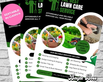 DIY Flyer | Gardening Flyer | Gardeners Leaflet | Lawn Service | Lawn Care | Premade Design Template, Personalised, Editable in Canva