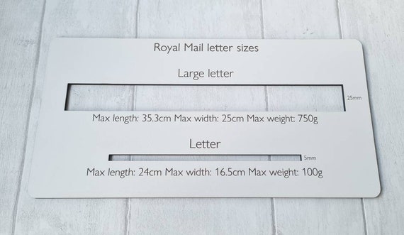 Royal Mail large letter size guide Personalised PIP template | Etsy