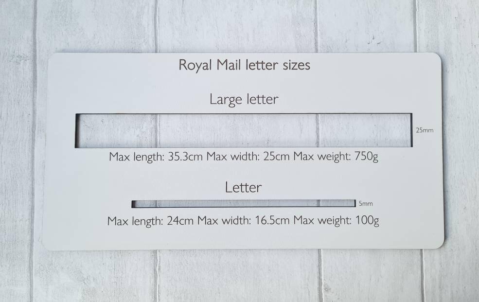 Royal Mail large letter size guide Personalised PIP template | Etsy