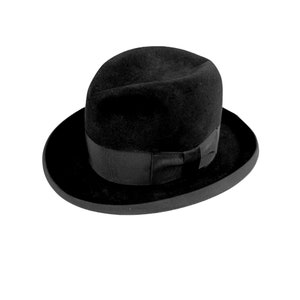 Vintage STETSON Black Fedora Hat 1960s St Regis Royal DeLuxe Mens Size 7