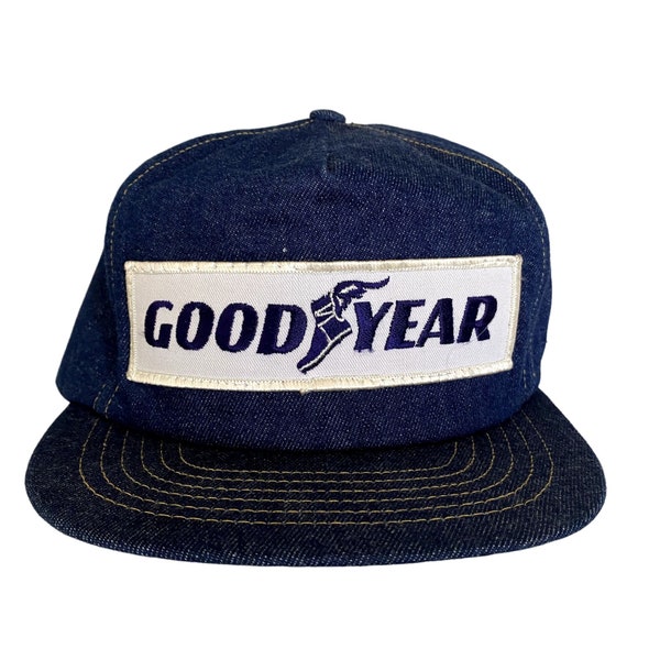 Rare 1970 Vintage Goodyear Tires Denim Swingster Snapback Mens Hat Deadstock USA