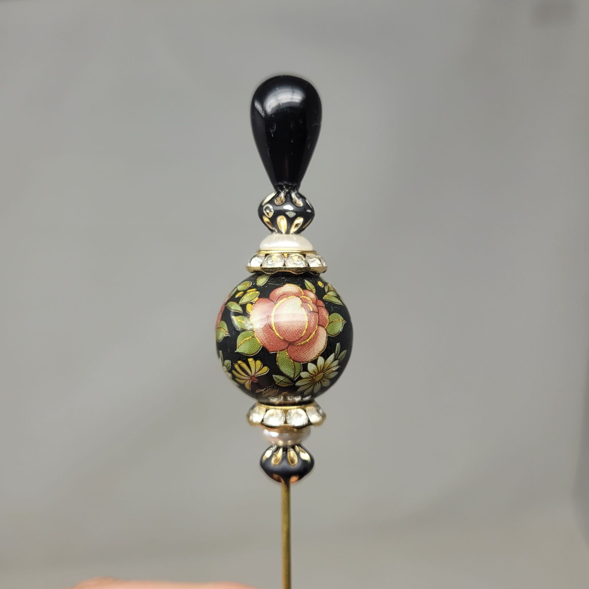 Vintage Long Black and Gold Fashion Hat Pin and Decorative 3  display picture 2