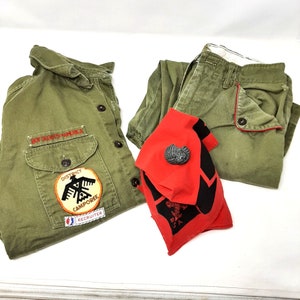 Vintage 1960s BSA Uniform Sanfordized Boy Scouts Of America Red Neckerchief