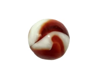 Vintage Ravenswood Heaton Red Orange and White Swirl Glass Shooter Marble 3/4"