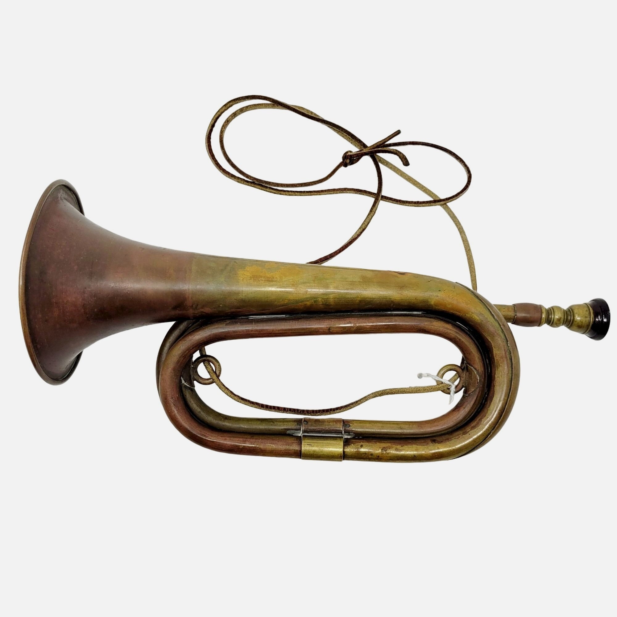 Old Brass Bugle Isolated On White Background Stock Photo, Picture And