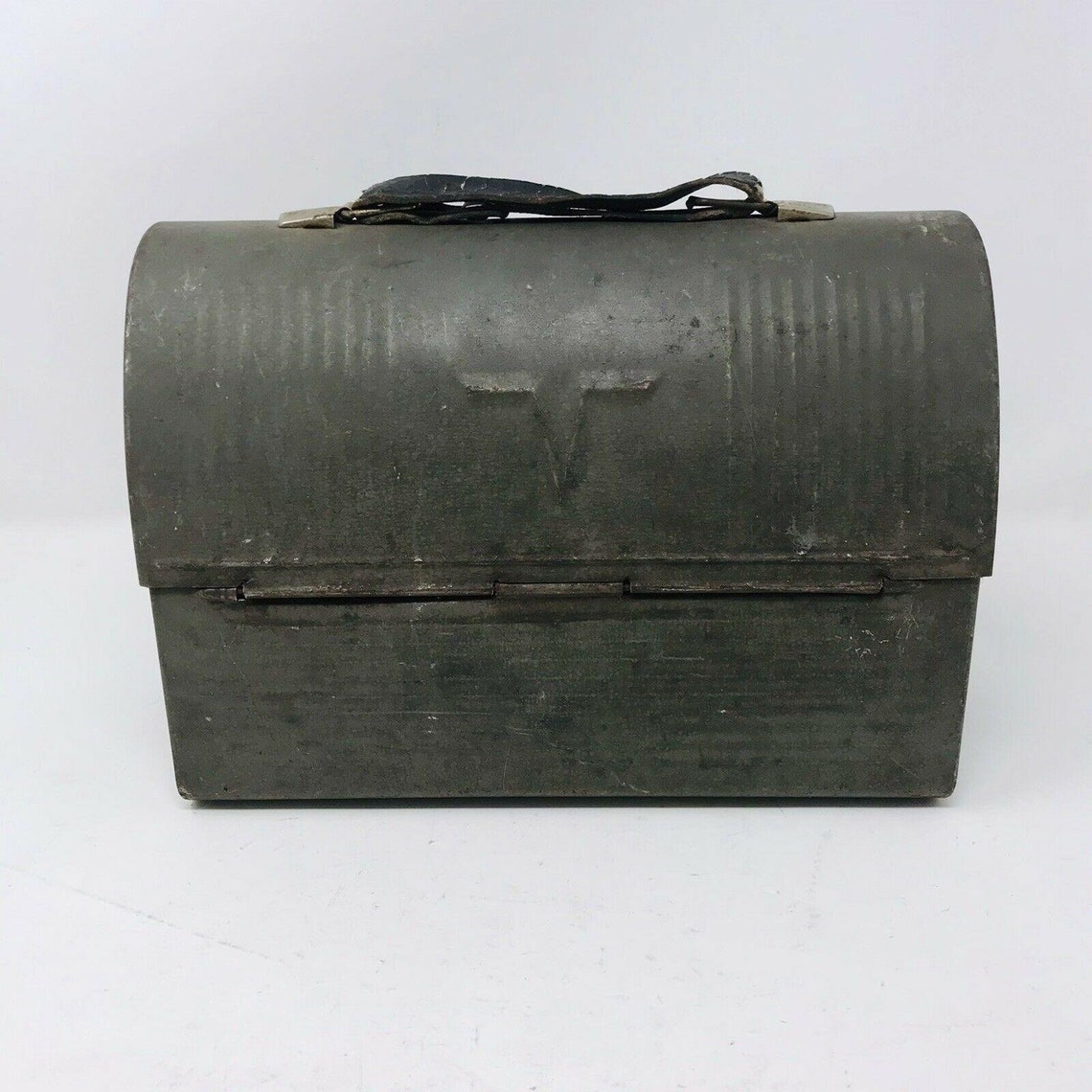 Vintage Thermos V Dome Top Metal Lunch Box with Leather Handle Etsy