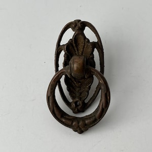 Antique Victorian Ornate Knocker Ring Pull Drawer Cabinet Dresser Hardware
