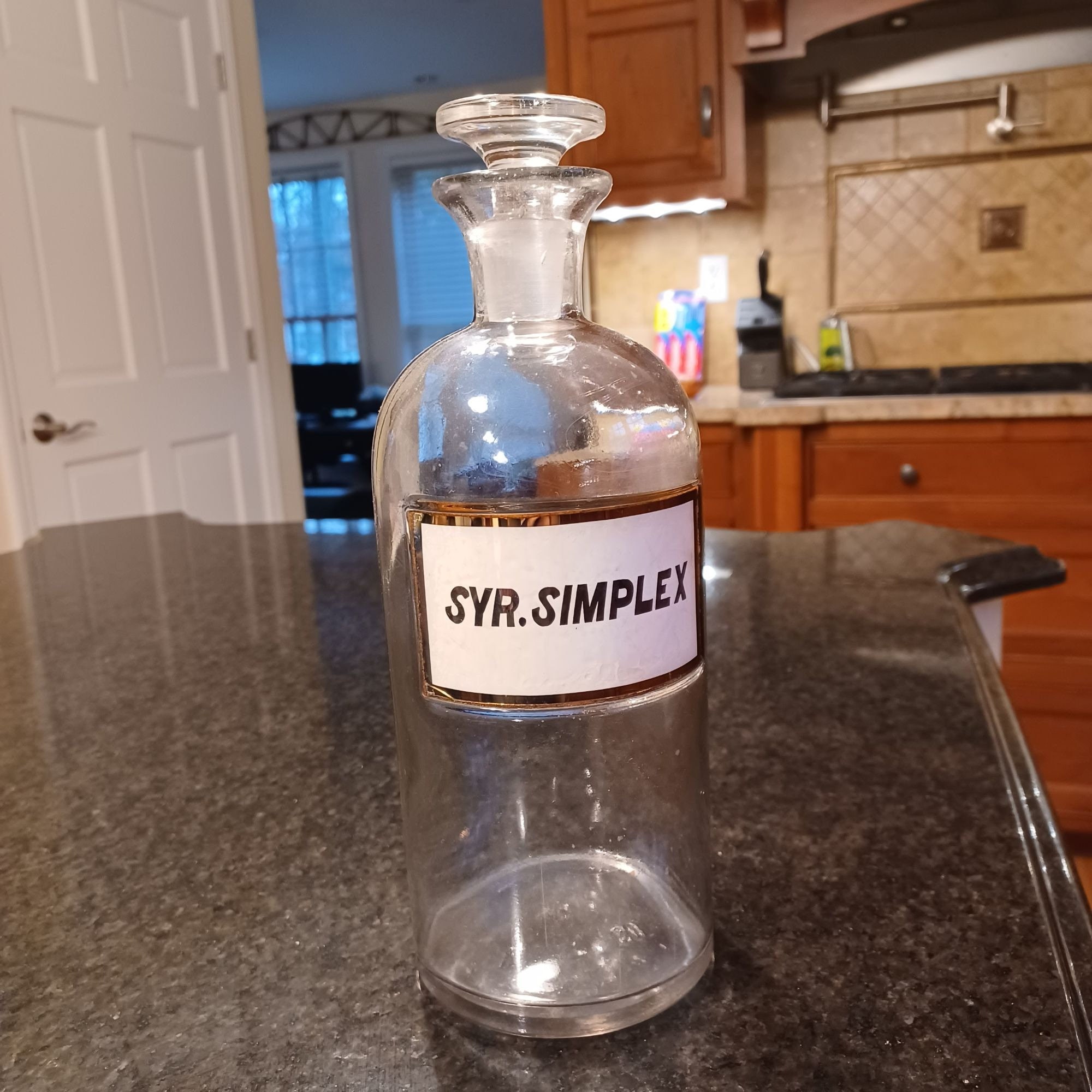 Antique Apothecary Jar Syrup Simplex Label Under Glass Ground Glass ...