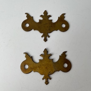 Antique Chippendale Colonial Cabinet Dresser Pull Backplate Hardware Set of 2