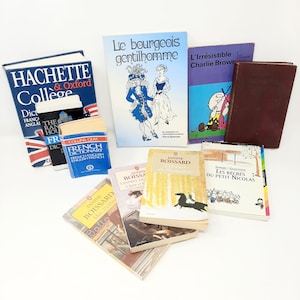 livres Français vintage Lot de 10 romans dictionnaires Janine Boissard Charlie Brown