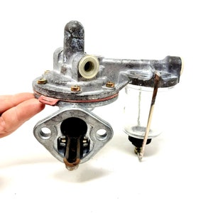 Vintage 1940s 1950s V8 Single Action Fuel Pump With Glass Bowl Auto Part Filter