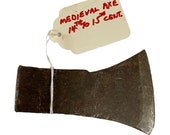 Medieval 15th Century European Hand Forged Wrought Iron Axe Head w Makers Mark