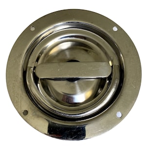 Vintage Hansen Large Stainless Steel Flush-Mounted Non-Locking D-Ring Handle