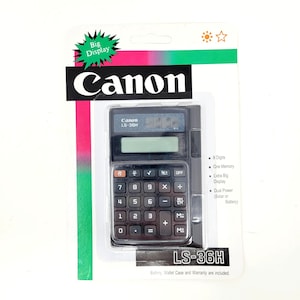 Canon LS 36H Calculator New Old Stock With Battery Wallet Case And Solar Power