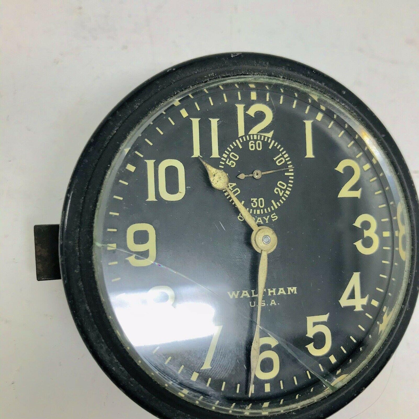 Vintage WALTHAM WATCH Co. Automobile Clock Works With Crack on Etsy