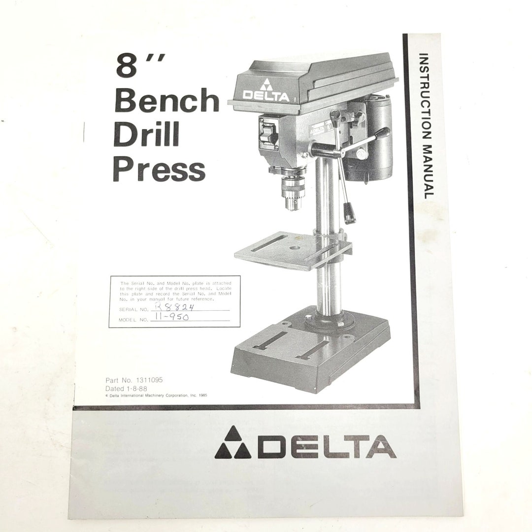 Vintage Delta 8 in Bench Drill Press Instruction Manual Original Part