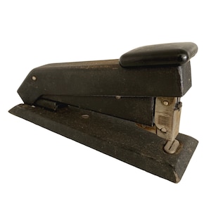 Vintage Retro 1940s Bostitch Model B5 Heavy Duty Steel Stapler Black Crackle