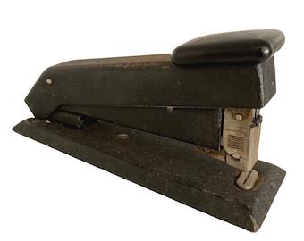 Vintage Retro 1940s Bostitch Model B5 Heavy Duty Steel Stapler Black Crackle