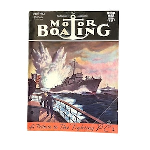 Vintage Motorboating Yachtsmen es Magazine April 1943 Tribute to the Fighting PC es