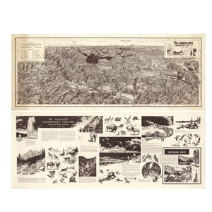 Rare Vintage Map Panorama of Yellowstone National Park and Adjacent Territory